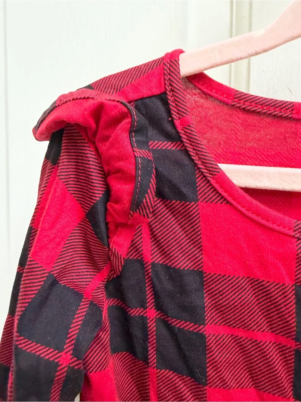 The Children's Place Girls Red Black Buffalo Plaid Long Sleeve Dress Christmas